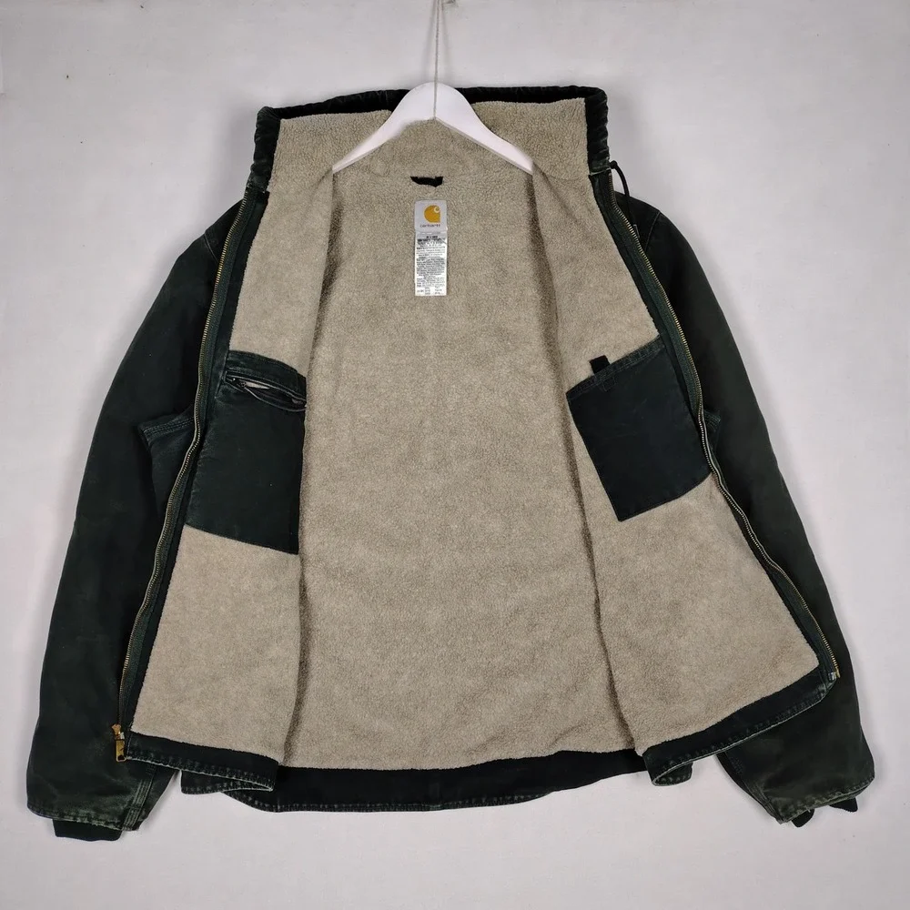 Carhartt J141 BPC Sierra Jacket Sherpa Lined Hooded Duck Canvas Green 2XL Tall